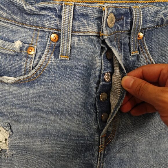 Levi's jeans 501 skinny women's 25 blue denim button fly red tab - Picture 3 of 15